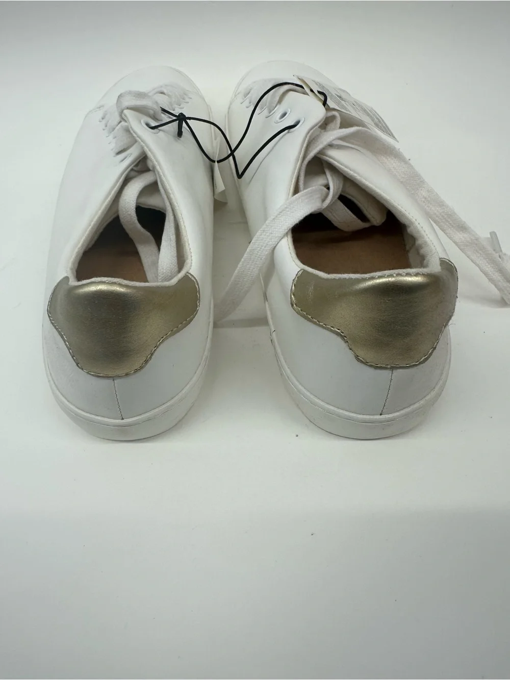 Banana Republic white Women's Lace-Up Casual Sneakers with Gold Heel Accent